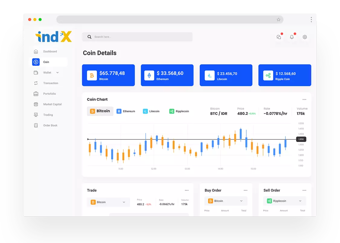 IndX Exchange dashboard on desktop